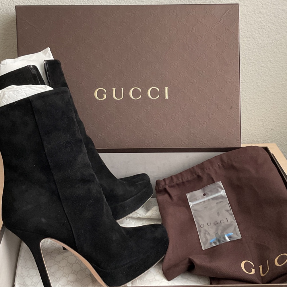 Gucci Black Suede High Boots